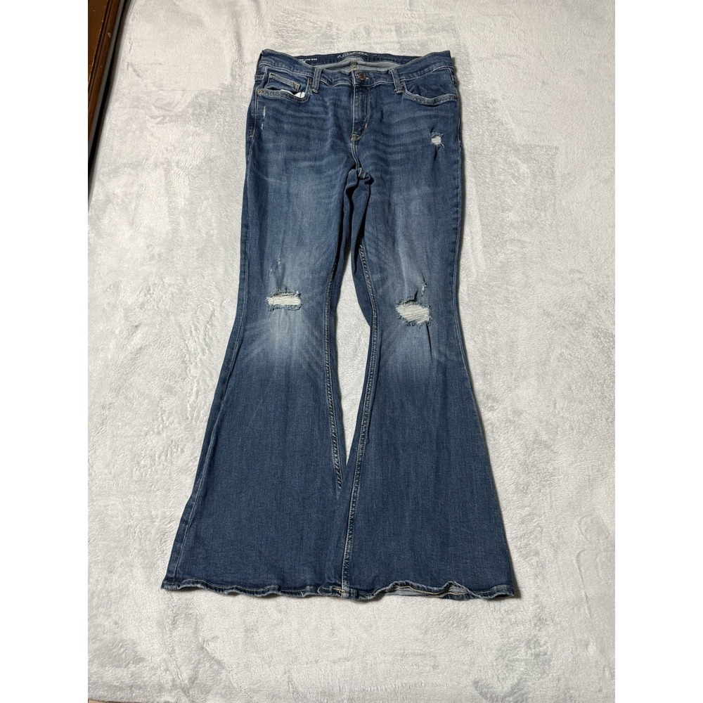Arizona Jeans Womens 12 Blue Extreme Low Rise Y2K Flare Stretch Denim 32x30